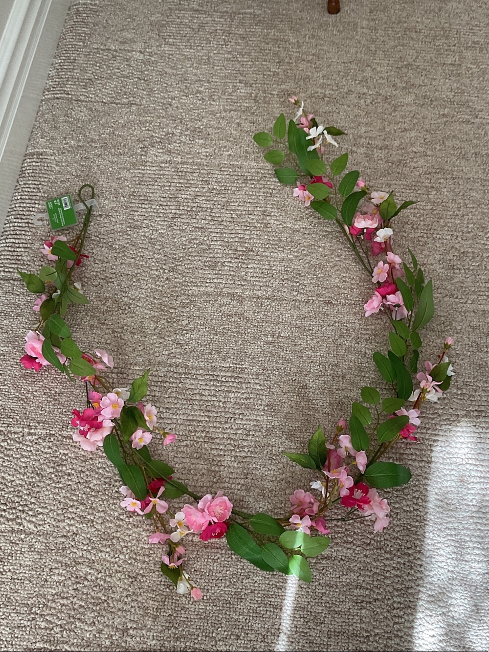 Ashland Pink Floral Vine Garland with Green Leaves NWT 6 ft.